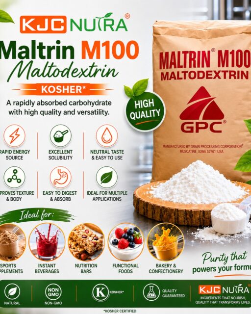 ⚡ Fuel Your Formulations with Premium Maltodextrin! ⚡

Introducing KJC Nutra Maltrin® M100 Maltodextrin — a versatile, high-quality carbohydrate designed to support a wide range of food, beverage, and nutrition applications.

✅ Rapid Energy Source
✅ Excellent Solubility
✅ Neutral Taste
✅ Easy Digestion & Absorption
✅ Improves Texture & Consistency
✅ Ideal for Multiple Applications

Perfect for:
🥤 Instant Beverages
🏋️ Sports Nutrition
🍫 Nutrition Bars
🥣 Functional Foods
🧁 Bakery & Confectionery Products

Why choose KJC Nutra?
🌿 Non-GMO
✔️ Kosher Certified
🔬 Quality Guaranteed
🌱 Trusted Ingredients for Innovative Formulations

Whether you're developing supplements, beverages, or specialty foods, Maltrin® M100 delivers the performance and consistency your products deserve.

📩 Contact us today to learn more or place your order!

#KJCNutra #Maltodextrin #MaltrinM100 #FoodIngredients #SportsNutrition #FunctionalFoods #FoodManufacturing #BakeryIngredients #BeverageIndustry #NutritionInnovation #KosherCertified #NonGMO #QualityIngredients #FoodScience #IngredientSolutions #HealthyProducts #ProductDevelopment #FoodTech #SupplementIndustry #NutritionBusiness